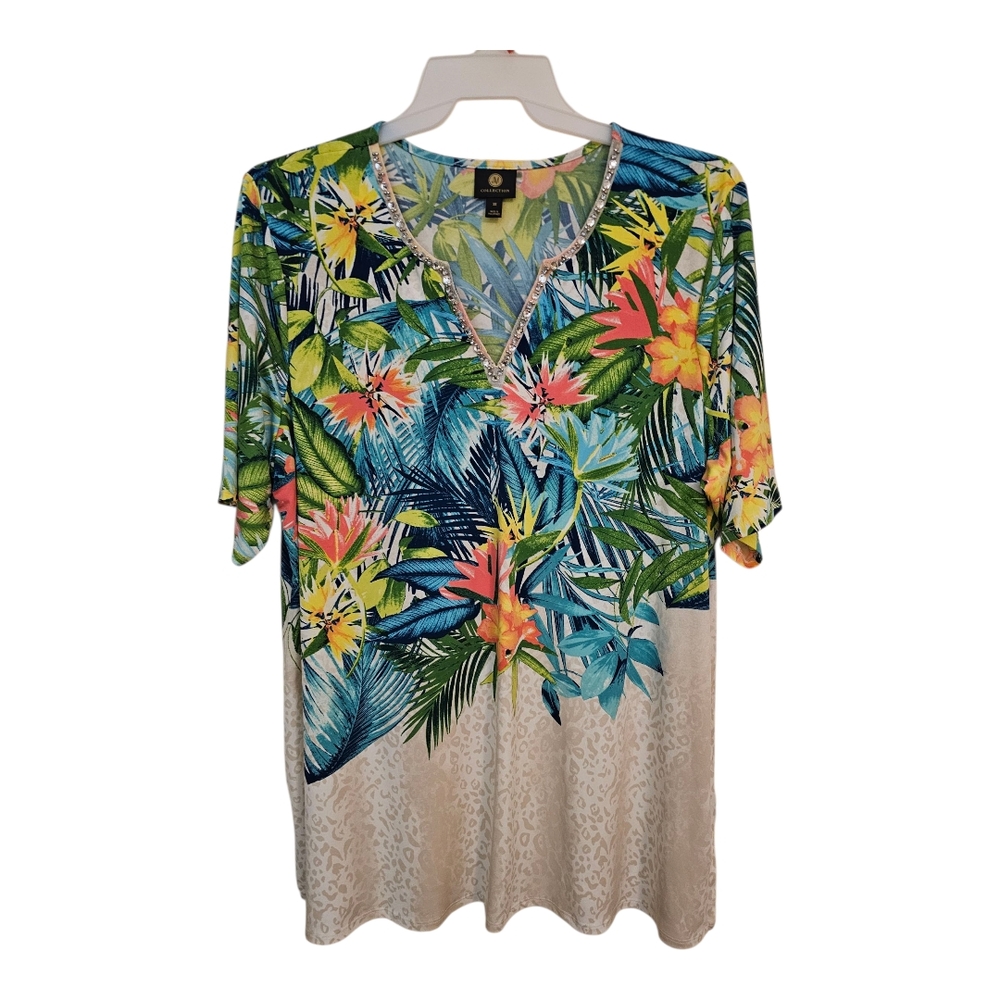 JM Collection Tropical Floral Tunic Top - NWOT